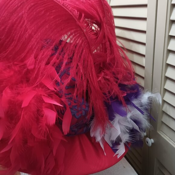 Lady Diane Red and Purple Derby Hat main image 5